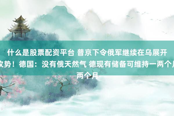 什么是股票配资平台 普京下令俄军继续在乌展开攻势！德国：没有俄天然气 德现有储备可维持一两个月