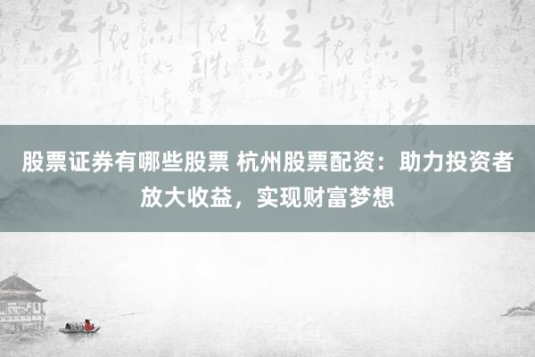 股票证券有哪些股票 杭州股票配资：助力投资者放大收益，实现财富梦想