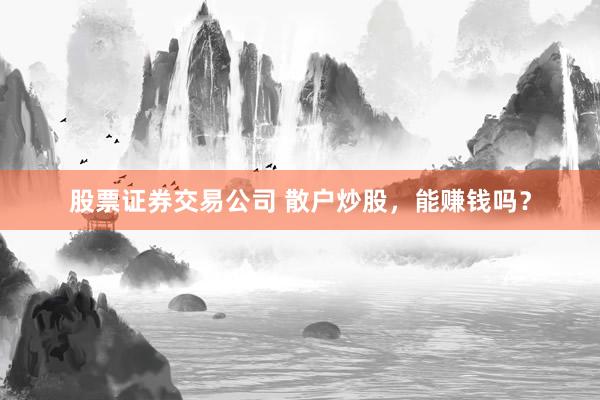 股票证券交易公司 散户炒股，能赚钱吗？
