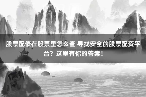 股票配债在股票里怎么查 寻找安全的股票配资平台？这里有你的答案！