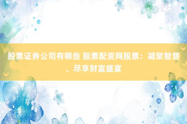 股票证券公司有哪些 股票配资网股票：凝聚智慧、尽享财富盛宴